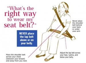 How pregnant women should wear seat belts: NEVER place the lap belt on or above your belly